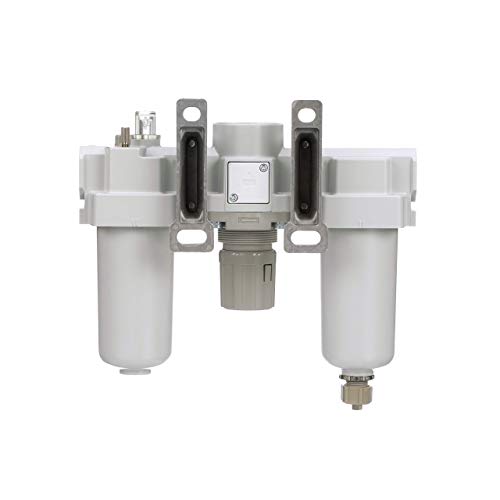 PneumaticPlus SAU400 Series Compressed Air Filter Regulator Lubricator Combo FRL 1/2" NPT
