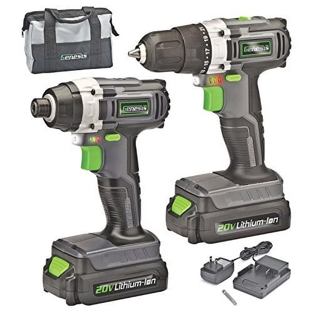 Genesis 20-Volt Lithium-Ion Cordless Drill/Impact Driver Combo Kit (2-Tool) - Curated Treasures Market