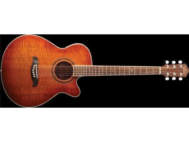 Oscar Schmidt Og10ce Concert-Size Cutaway Acoustic-Electric Guitar - Flame Yellow Sunburst