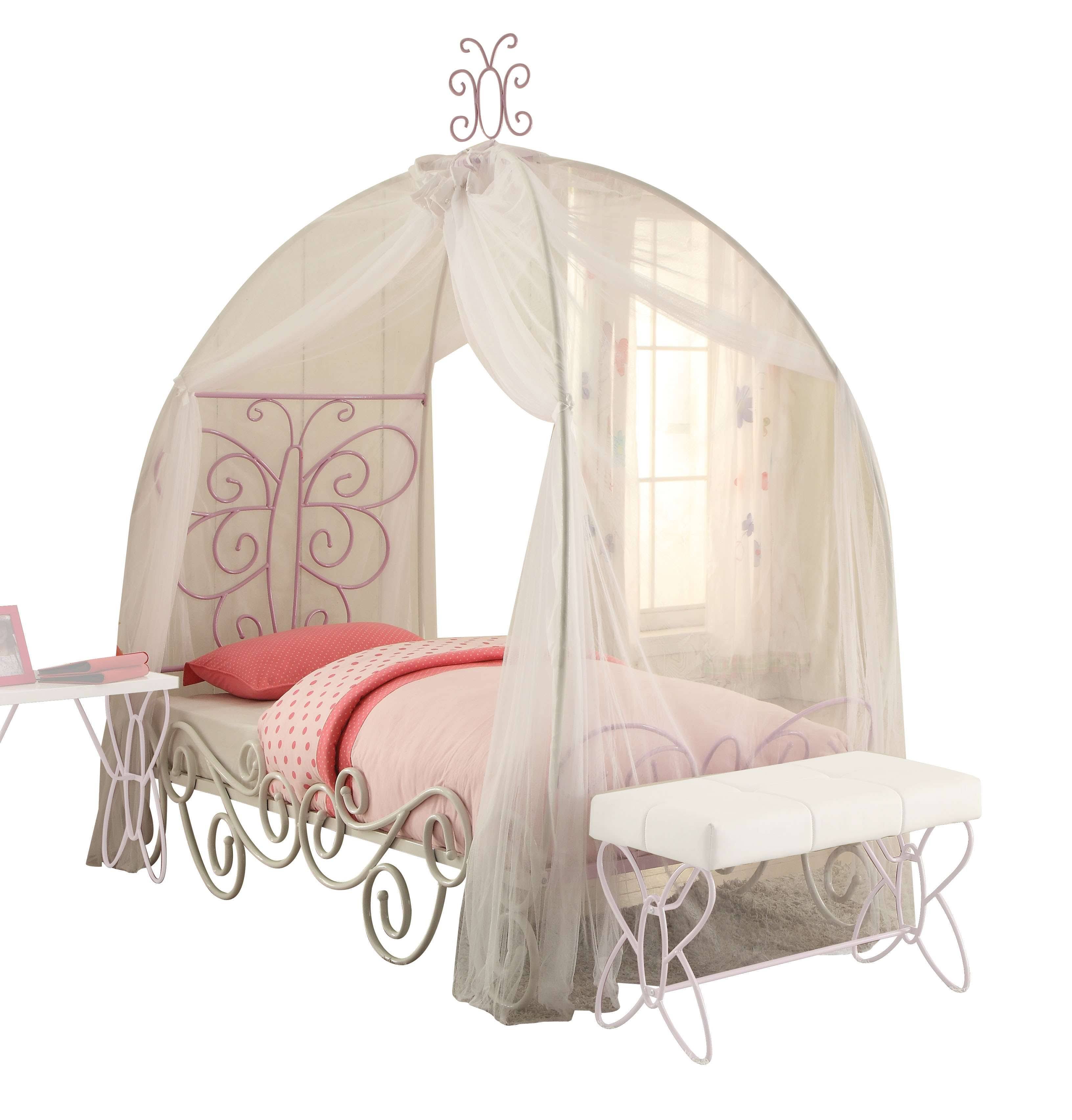 Acme Furniture Priya II White Light Purple Full Canopy Bed