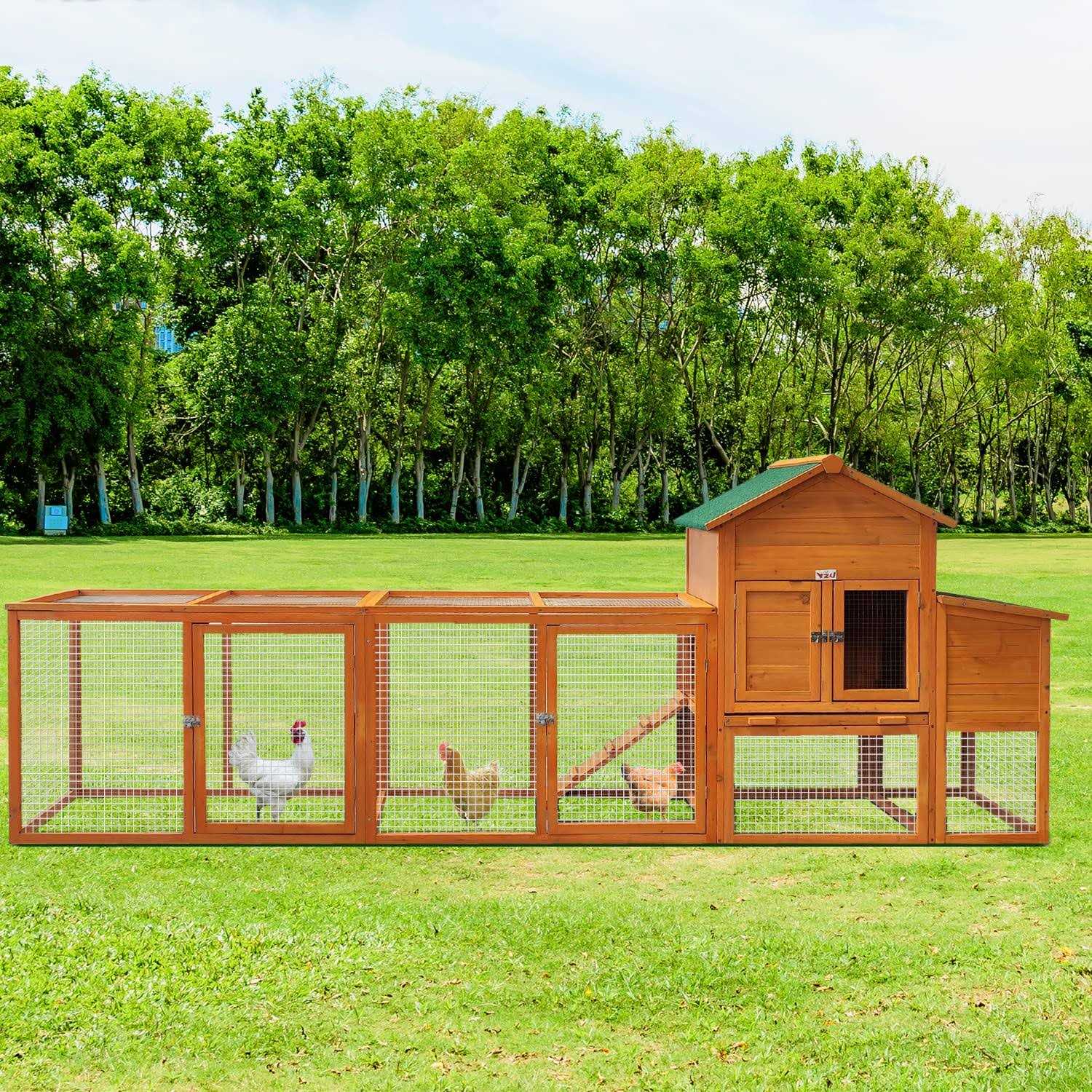 RUNVA 122''Chicken Coop with Nest Box Poultry Cage with Removable Tray - Pet Supplies online store