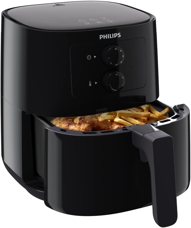Philips Kitchen Appliances Philips Essential Compact 1.8lb/4.1L Capacity Airfryer with Rapid Air Technology, Easy Clean Basket, Black- HD9200/91