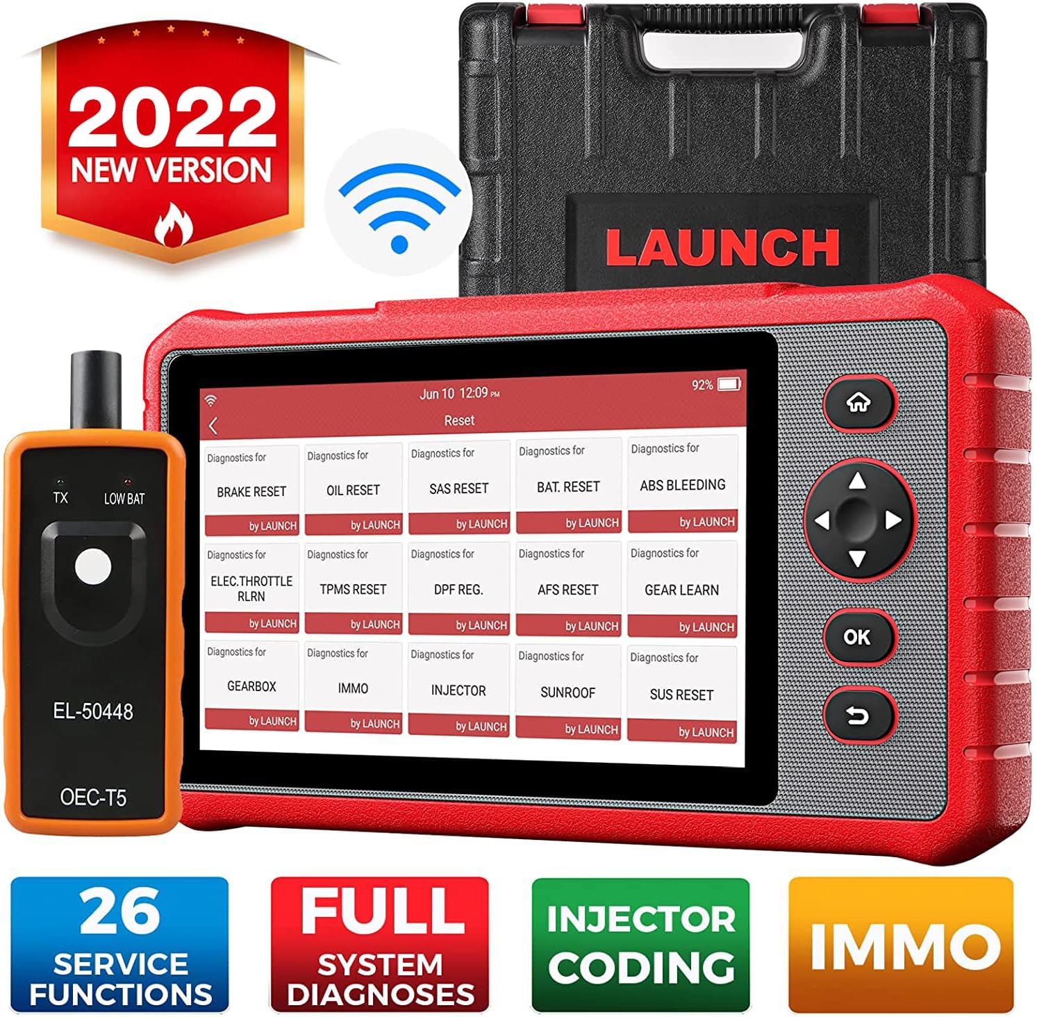LAUNCH OBD2 Scanner CRP909X, 2022 New OE-Level Full System Scan Tool, 26 Reset Services Car Diagnostic Scanner, ABS Bleeding Injector Coding IMMO, Auto VIN, One-Click Free Update, TPMS Tool as Gift