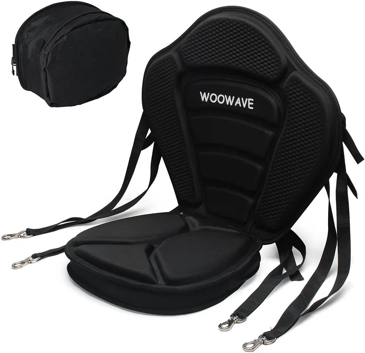 WOOWAVE Thickened Kayak Seat Adjustable Boat Seat High Back Comfortable Backrest Support with Detachable Back Storage Bag