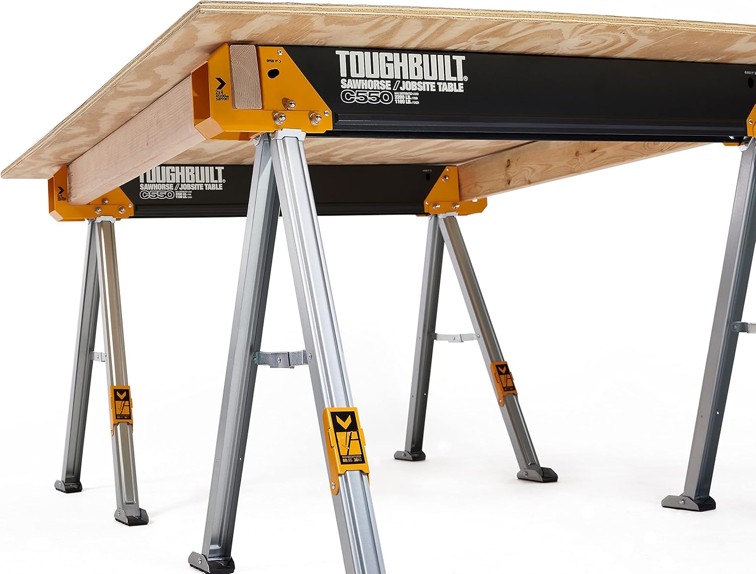 ToughBuilt - Folding Sawhorse/Jobsite Table - Sturdy, Durable, Lightweight, Heavy-Duty, 100% High Grade Steel, 41.5-Inch Easy Carry Handle - (TB-C550)