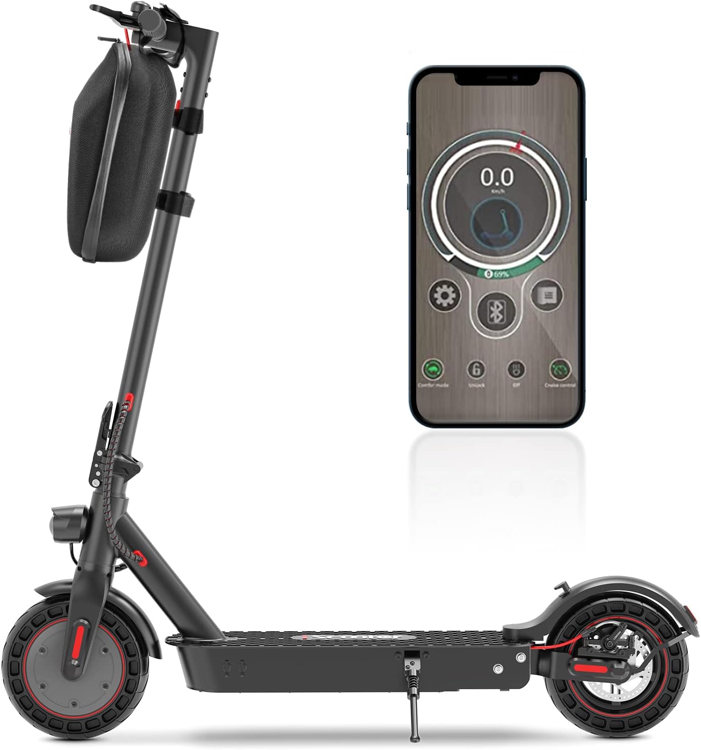 iScooter 1S Ecooter Electric for Adults - Up to 17 Miles Long Range & 19 MPH, 350W Motor, 8.5" Solid Tires, Dual Suspensions, Foldable Adults Electric Scooter with Dual Braking System & App