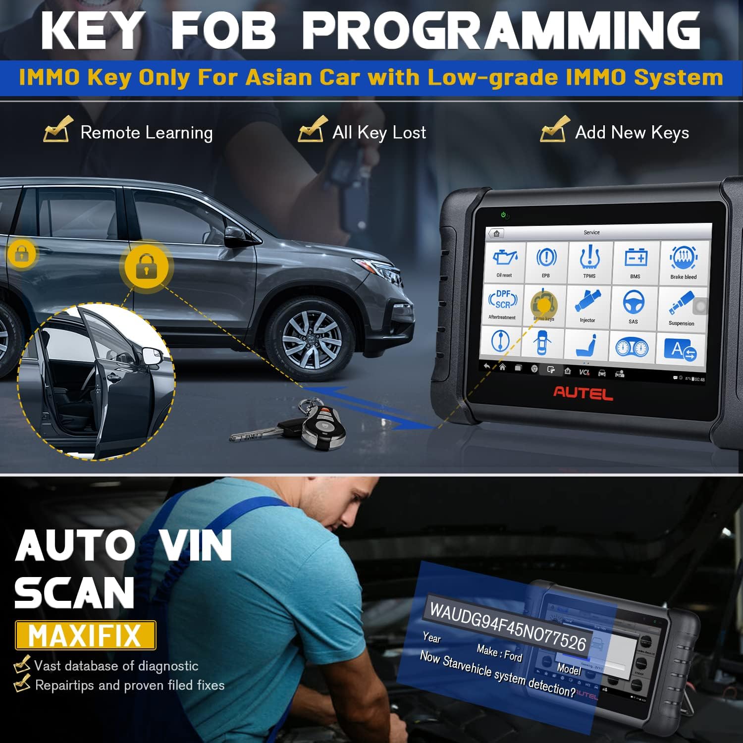 Autel Scanner MaxiPRO MP808K Diagnostic Scan Tool [with $150 Adaptor kit], 2022 Newer Model of MP808, MaxiDAS DS808, Same as MS906, with Bi-Directional Control, OE All Systems Diagnostics, 30+ Service