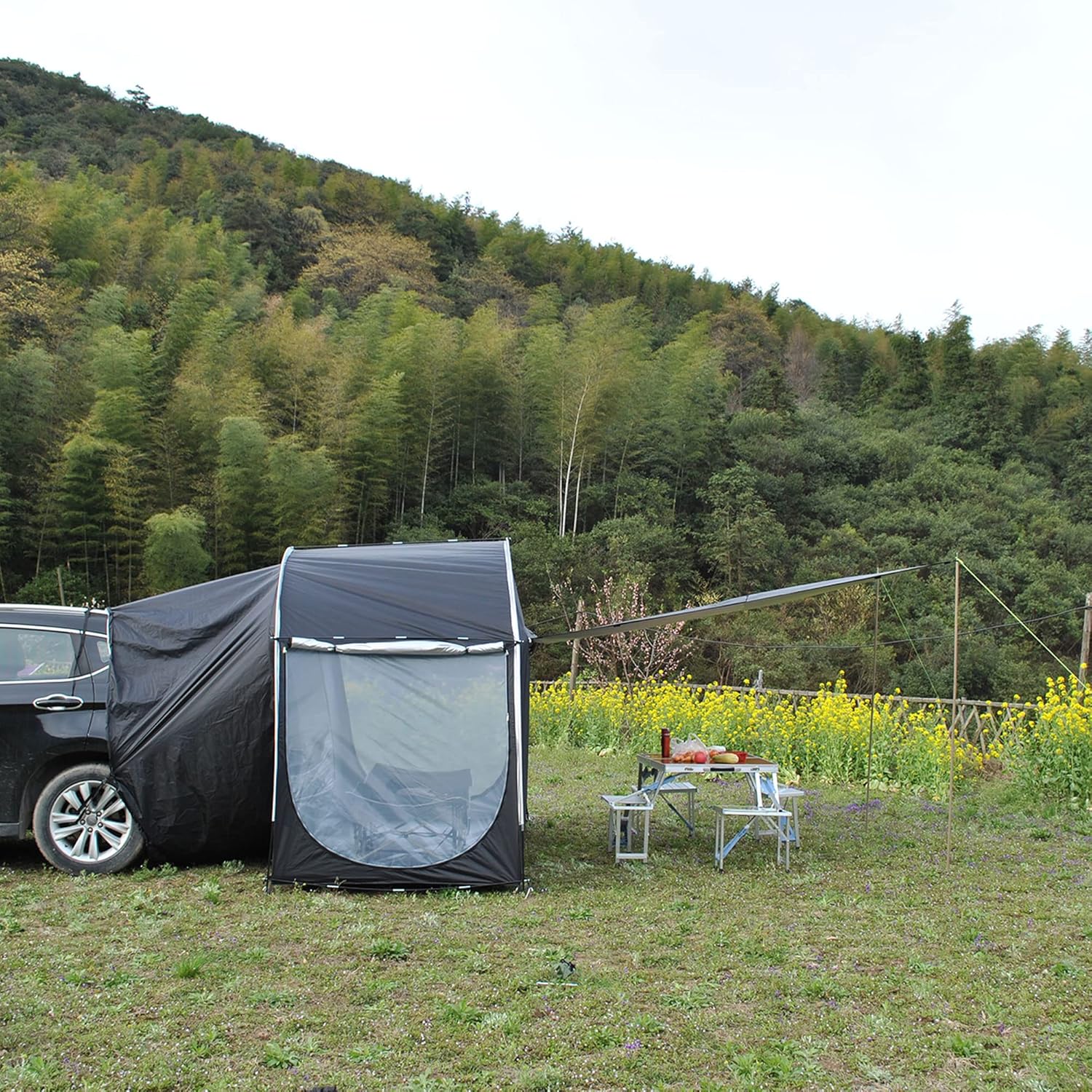 SUV Tents for Camping with Tall Hall - Car Tent with Screen Room - Car Camping Tents Outdoor Camping Tent Screen Tent (Black)