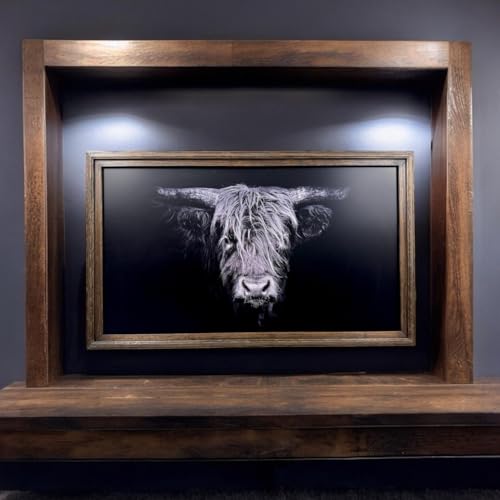 32,43,50,& 55 Inch TV frame for Samsung The Frame TV, Rustic Dark Wood Stain (not for use with other models) Handmade wood ornate TV Frame