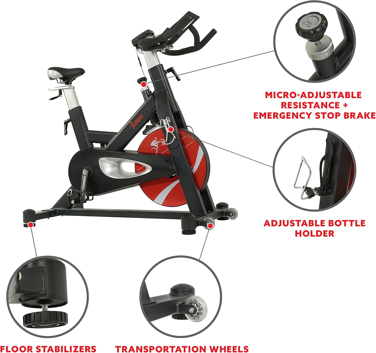 Sunny Health & Fitness Evolution Pro II Magnetic Indoor Cycle Exercise Bike with Device Mount and Performance Display -SF-B1986