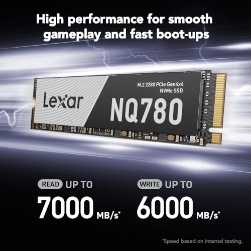 Lexar 2TB NM790 SSD with Heatsink PCIe Gen4 NVMe M.2 2280 Internal Solid State Drive, Up to 7400/6500 MB/s Read/Write, Compatible with PS5, for Gamers and Creators, Black (LNM790X002T-RN9NU)