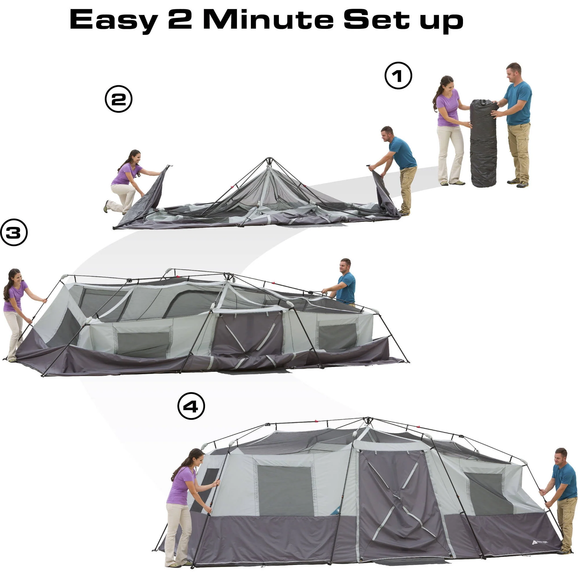 Ozark Trail 20' x 10' x 80 Instant Cabin Tent in Gray and Teal, Sleeps 12