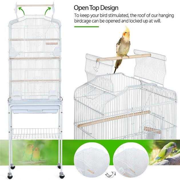 Yaheetech Open Top Metal Bird Cage Large Rolling Parrot Cage with Stand - Pet Supplies online store