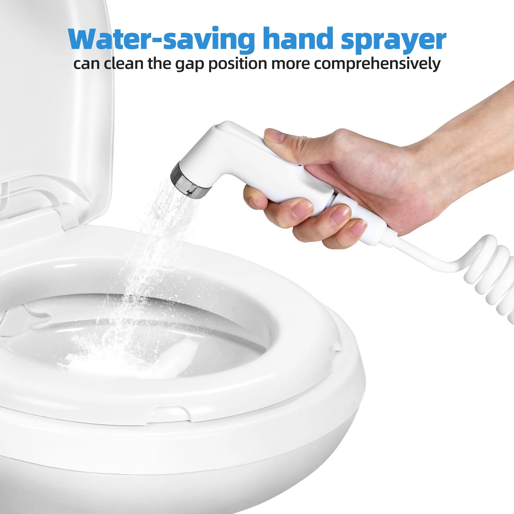 Dextrus RV Toilet with Pedal Flush, 6.6 Gallon Gravity Flush Toilet High Profile with Hand Sprayer