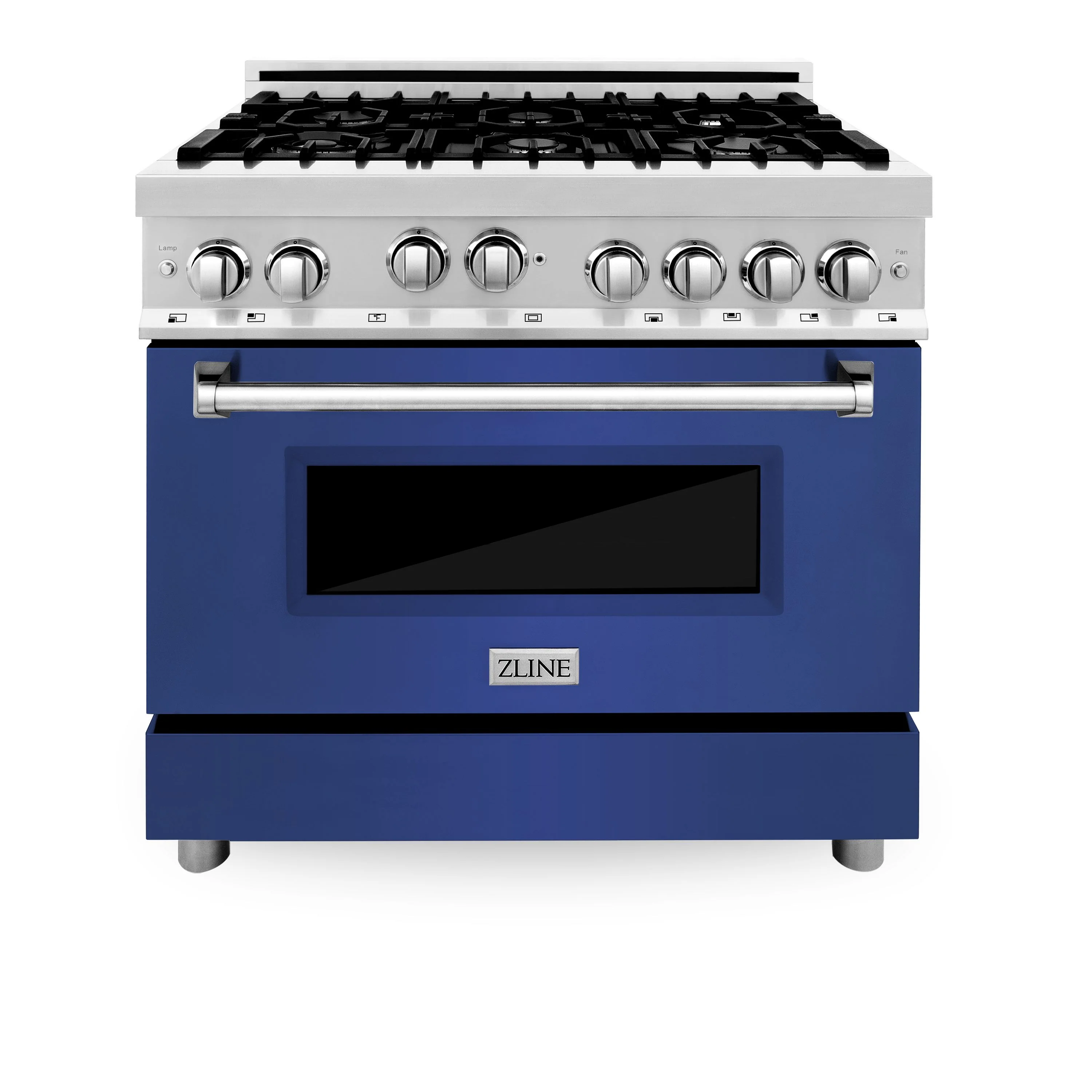 ZLINE 36 in. Professional 6 Gas on Gas Range in Stainless Steel with Blue Matte Door, RG-BM-36