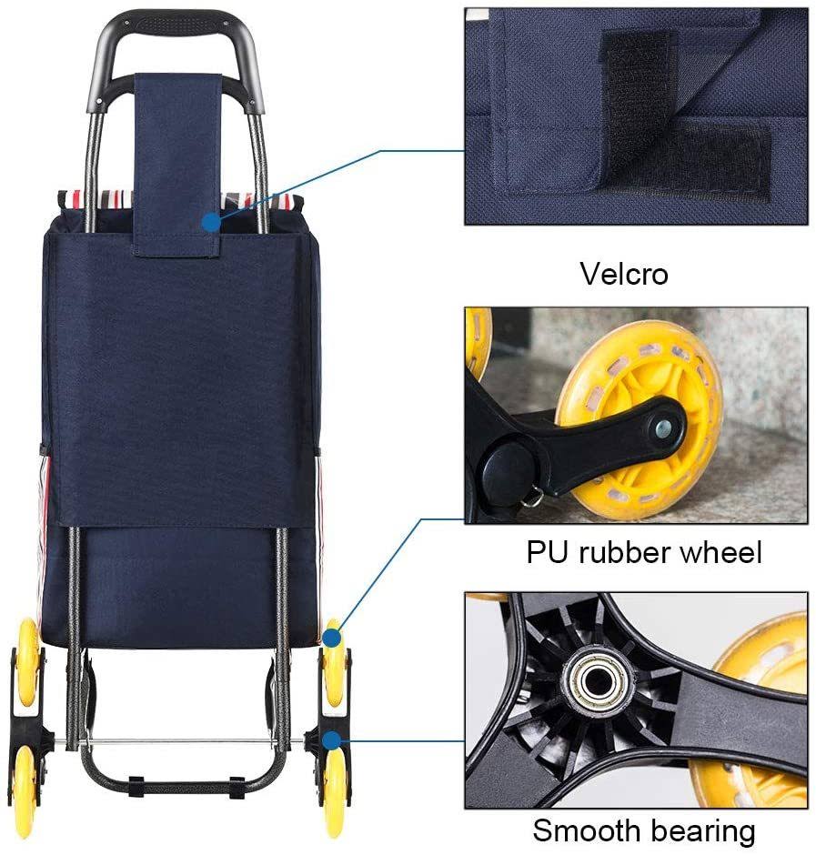 LUCKUP Folding Shopping Cart, Stair Climbing Cart Grocery Laundry Utility Cart