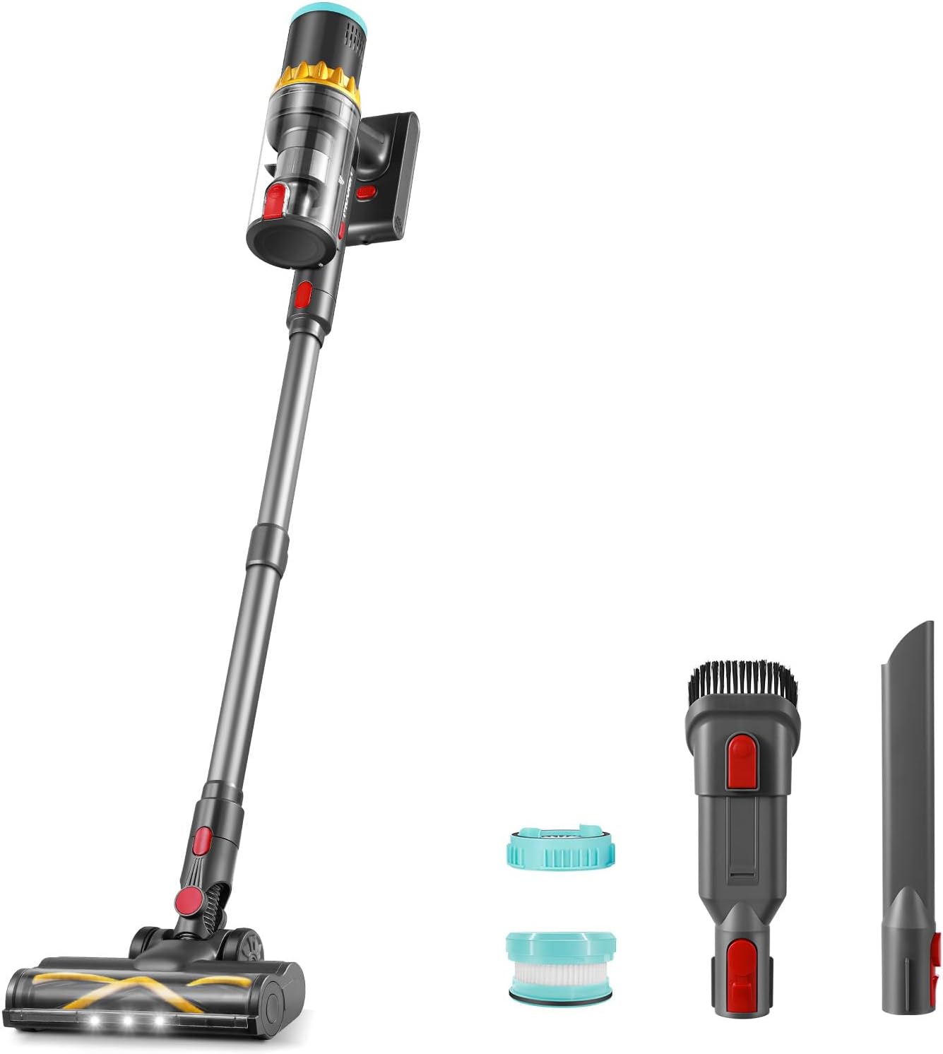 6 in 1 Cordless Vacuum Cleaner, Stick Vacuum Cordless with Touch Screen, 250W Brushless Motor Vacuum Cleaner for Home Hardwood Floor Carpet Pet Hair