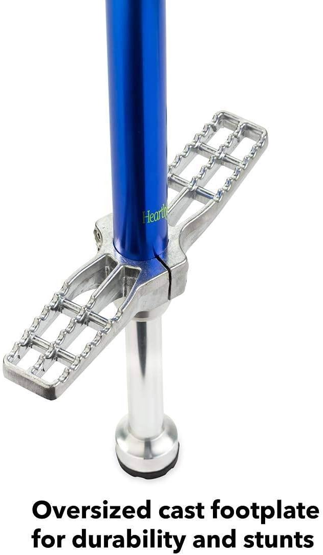 HearthSong Jump2It Performance-Level Sport Pogo Stick for Kids with Lightweight Alloy Fusion for Strength, Self-Lubricated Spring, and Oversized Cast Footplate