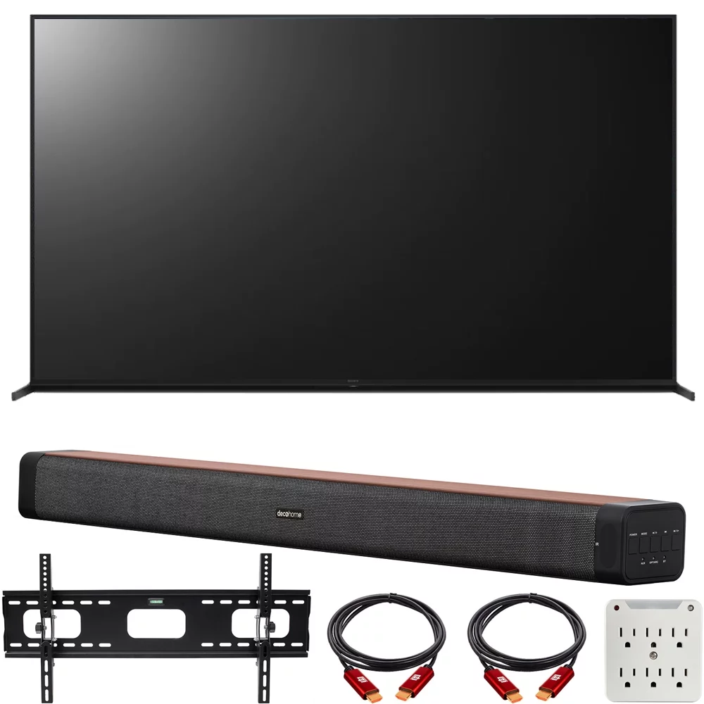Sony XR85Z9J 85 inch Z9J Bravia XR Master Series 8K LED HDR Smart TV 2021 Bundle with Deco Home 60W 2.0 Channel Soundbar, 37"-100" TV Wall Mount Bracket Bundle and 6-Outlet Surge Adapter