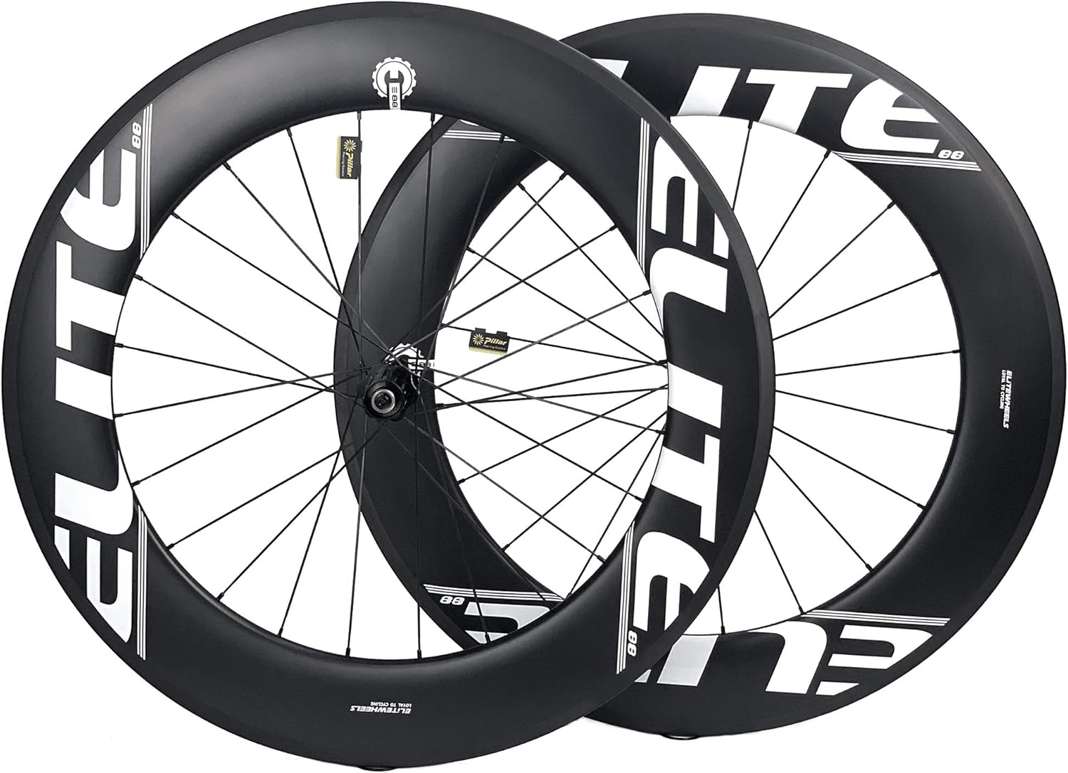 ELITEWHEELS Road Bike Carbon Wheels 700c Clincher 38/50/60/88mm Carbon Wheelset Tubeless Ready Cycling Wheel U Shape