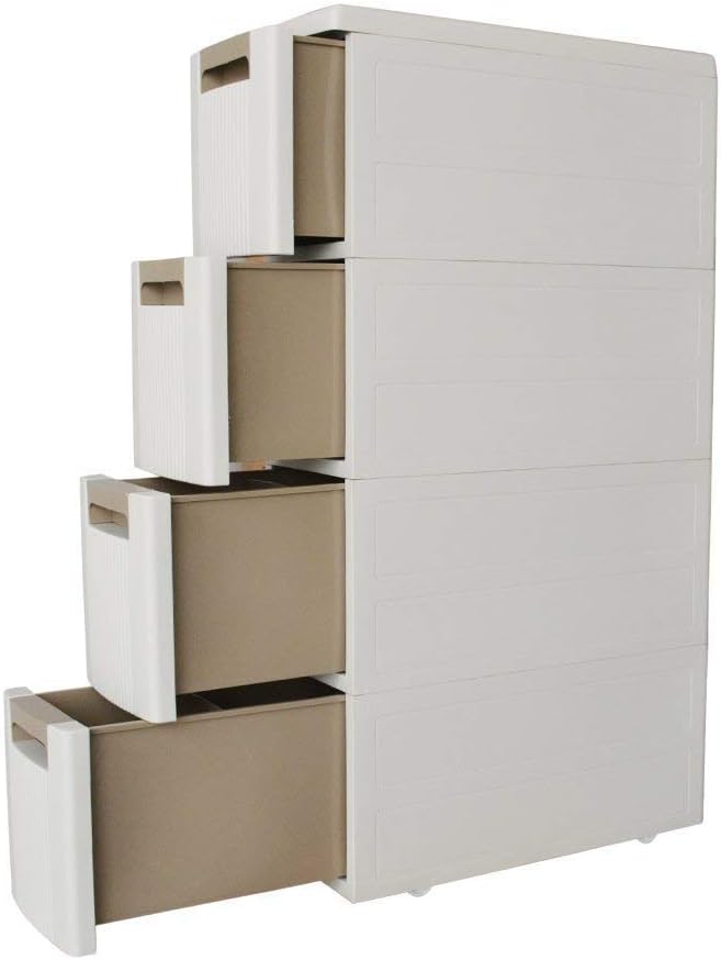 Feibrand 5 Storage Drawers Rolling Cart Organizer Plastic Drawers Unit on Wheels Tower Narrow Slim Container Cabinet for Bathroom Bedroom 17.7 x 7 x 38.8 Inches