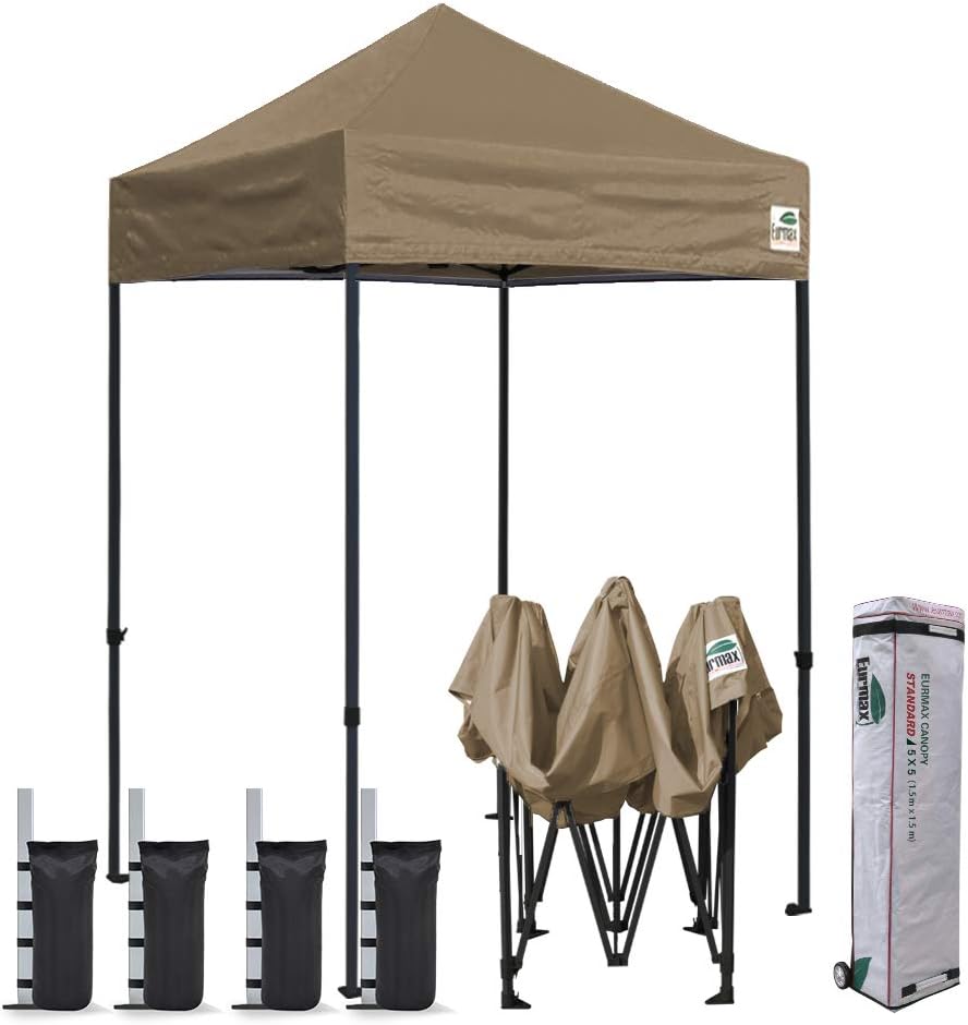 Eurmax USA 8'x12' Ez Pop Up Canopy Tent Commercial Instant Canopies with Heavy Duty Roller Bag,Bonus 4 Sand Weights Bags (Red)