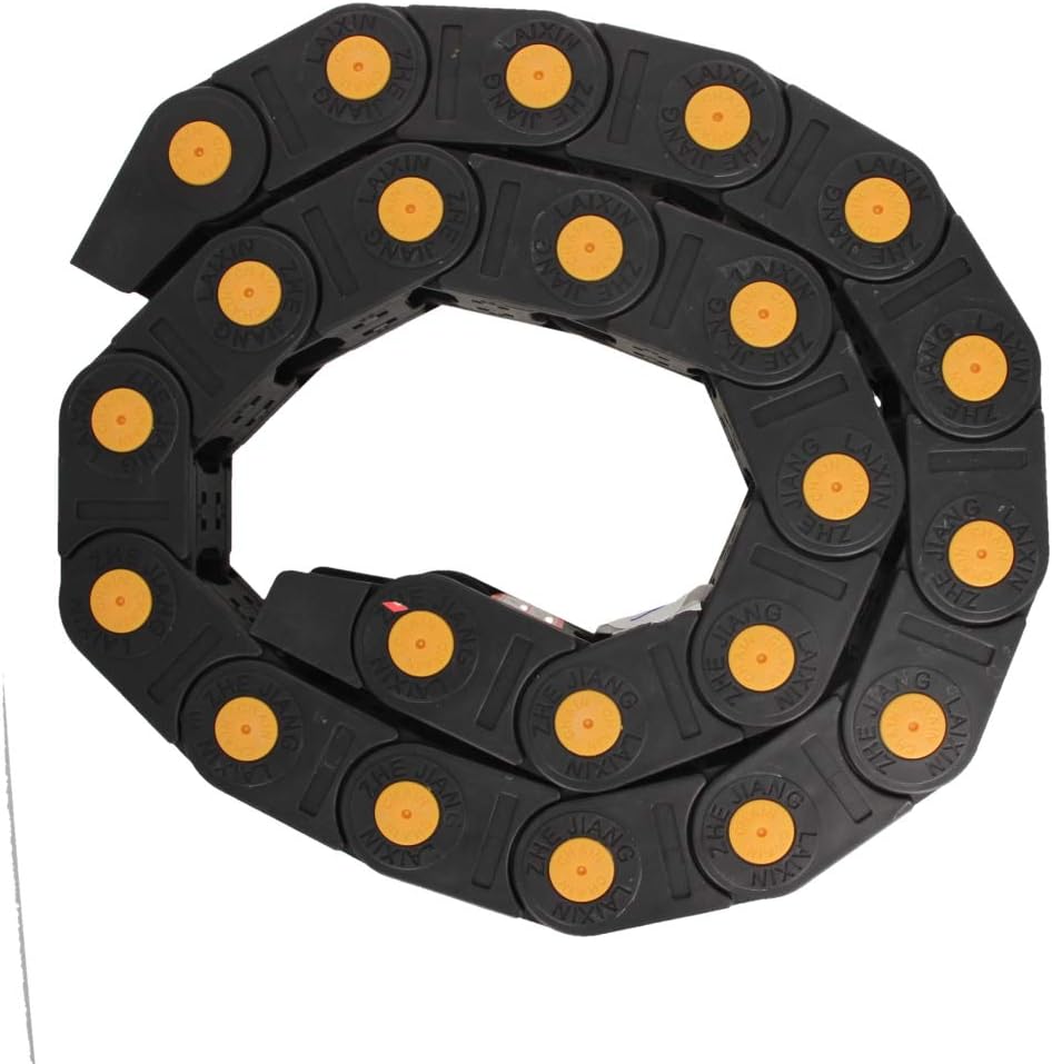 Fielect Drag Chain Cable Carrier Open Type with End Connectors R100 35X100mm 1 Meter Plastic for Electrical CNC Router Machines Black 1Pcs