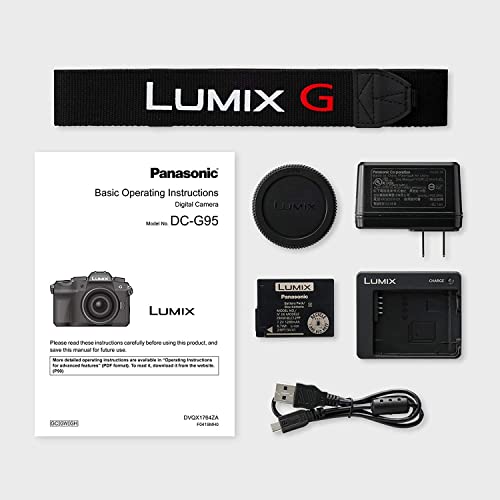 Panasonic LUMIX G95D 20.3 Megapixel Mirrorless Camera, 12-60mm F3.5-5.6 Micro Four Thirds Lens, 5-Axis Dual I.S. 2, 4K 24p 30p Video, Pre-Installed V-Log L, 3” OLED Touchscreen - DC-G95DMK(Black)