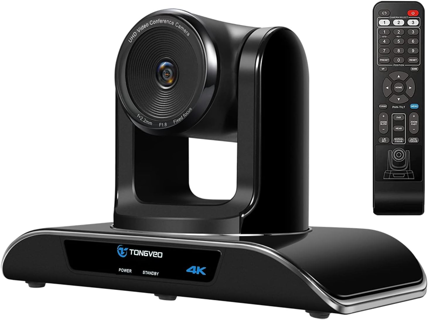 4K PTZ Webcam Video Conference Camera with 5X Digital Zoom and Remote Control USB 124-Degree Wide-Angle for Skype/Teams/Zoom Meeting Live Streaming by TONGVEO