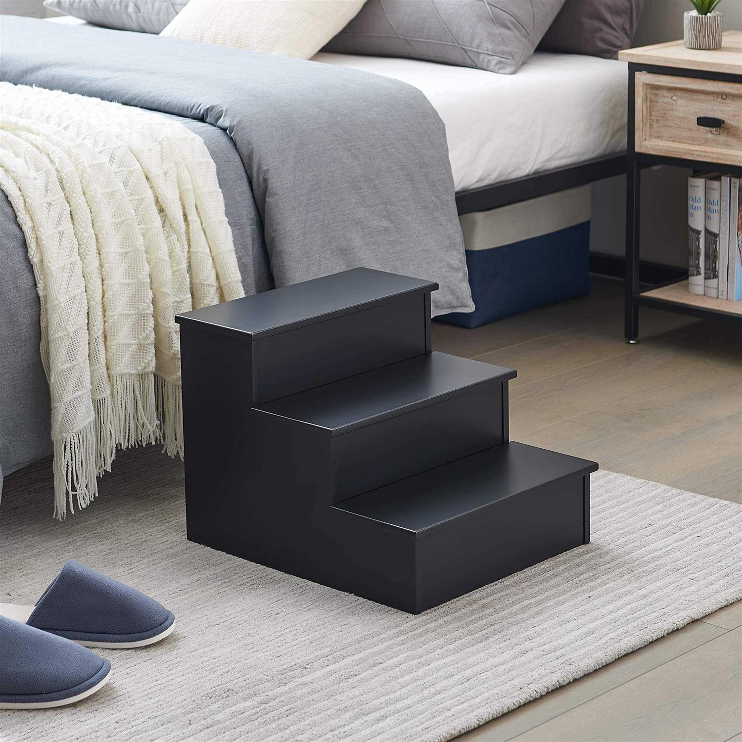 Kings Brand Furniture Darien 3 Step Wood Step Stool for Adults or Kids - Pet Supplies online store