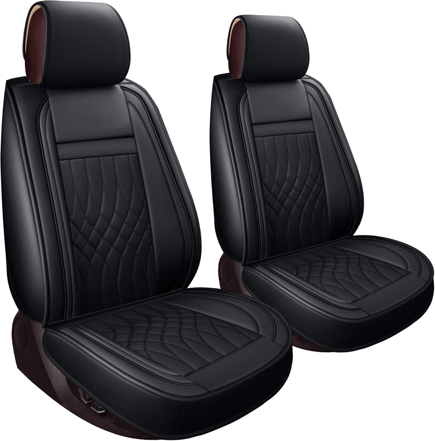 Front and Back Seat Covers fit for F-150 F150 Crew Cab from 2015 to 2020 and fit for F250 F350 F450 Crew Cab from 2017 to 2020 with Faux Leather (Black & Red Full Set)
