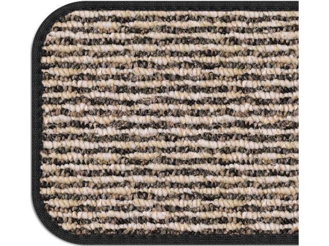 Set of 15 Skid-Resistant Carpet Stair Treads Black Ripple