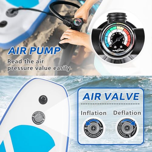PUKAMI Inflatable Paddle Board for Adults,10.6' Stand Up Paddle Board with Premium SUP Accessories & Carry Bag,Paddle,Pump,Leash,Wide Stable Design,Non-Slip Deck,Surf Control for Youth