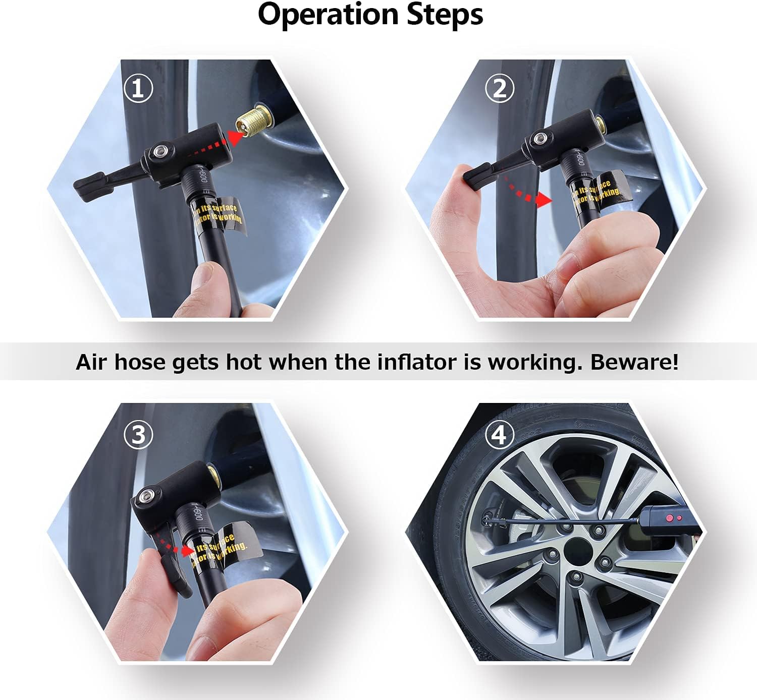 Oasser Air Compressor Portable Mini Air Inflator Hand Held Tire Pump 2000 Battery Digital LCD for Car Bicycle Tires Inflatables 12V 110V AC DC P1S