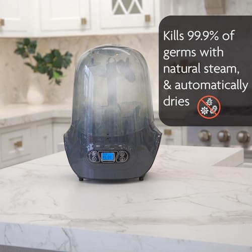 Baby Brezza Baby Bottle Sterilizer and Dryer Machine – Electric Steam Sterilization - Universal Fit - Pacifiers, Glass, Plastic, and Newborn Feeding Bottles, Charcoal