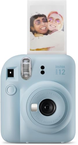 Fujifilm Instax Mini 12 Instant Camera Pastel Blue with 40 Sheets Fujifilm Instax Mini Film Bundle, Sunshine Photo Microfiber Cleaning Cloth Included