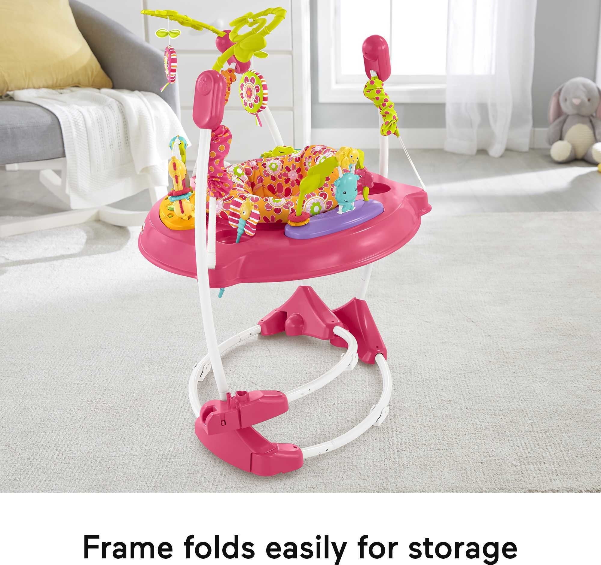 Fisher-Price Baby Bouncer Pink Petals Jumperoo Activity Center with Music and Lights