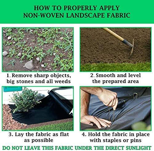 FLARMOR Pro Garden Landscape Fabric Heavy Duty - French Cloth Ground Cover One Roll 6x300 ft 1.8 oz