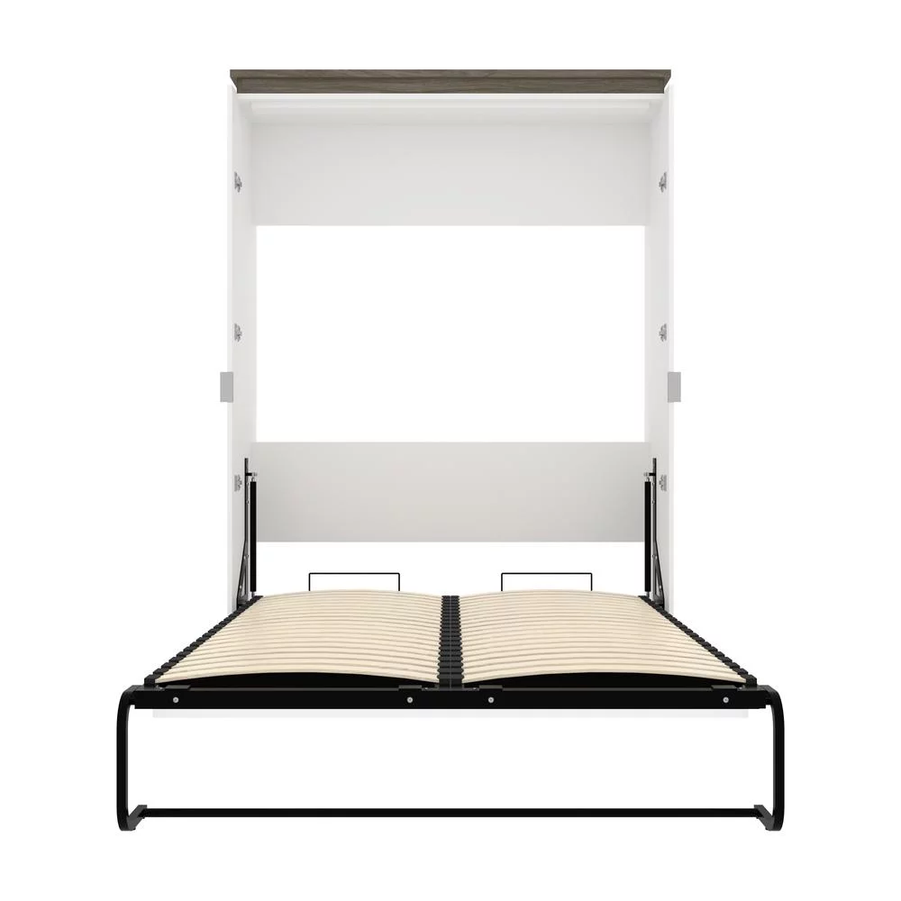 Bestar Orion 61" Full Murphy Bed in White and Walnut Gray