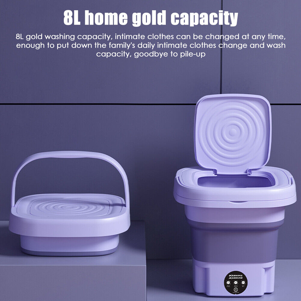 Purple JahyShow Portable Washing Machine - 8L High Capacity Mini Washer for Baby Clothes and Towels