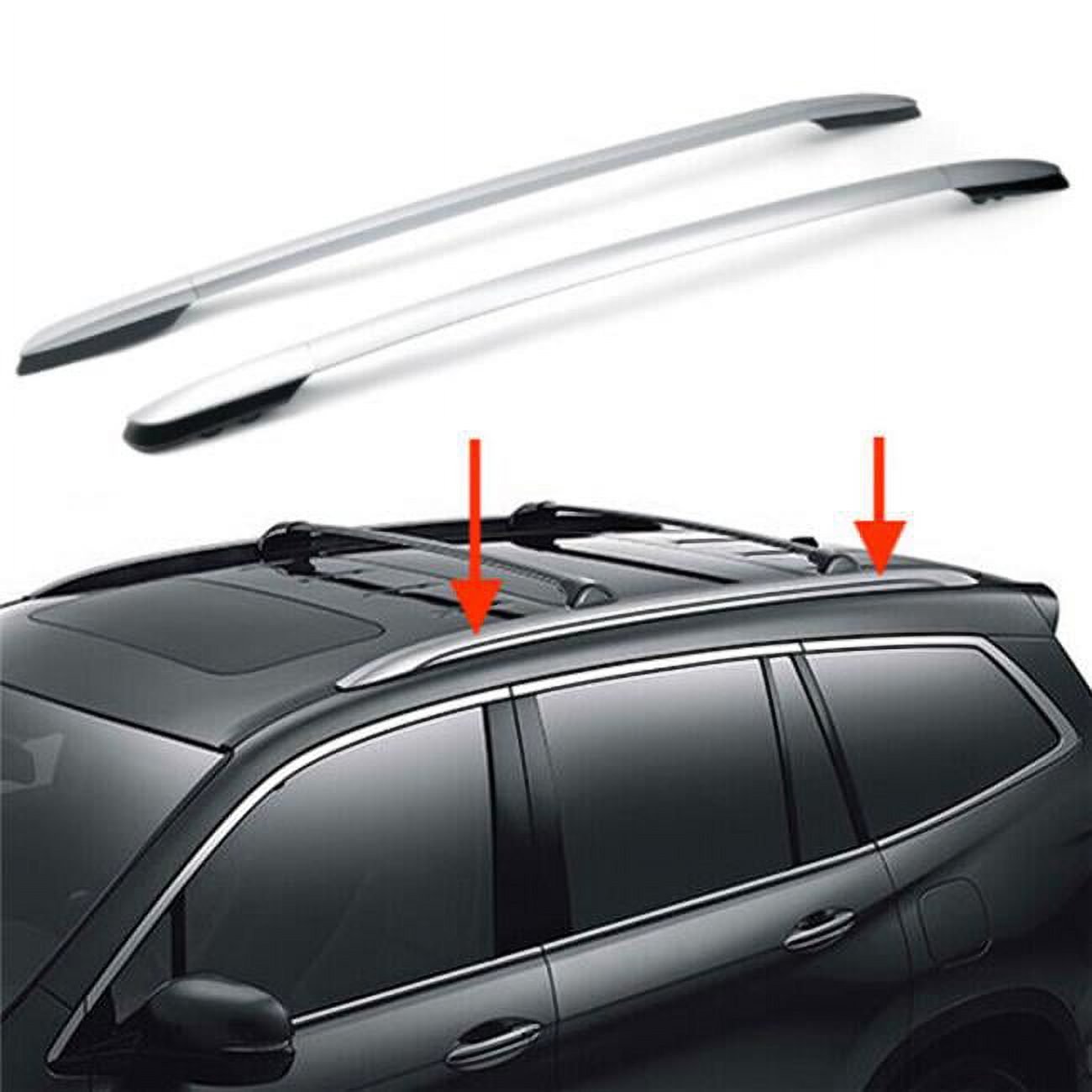 Roof Rail Rack Side Bars OE Style for 2016-2021 Honda Pilot, Silver Aluminum