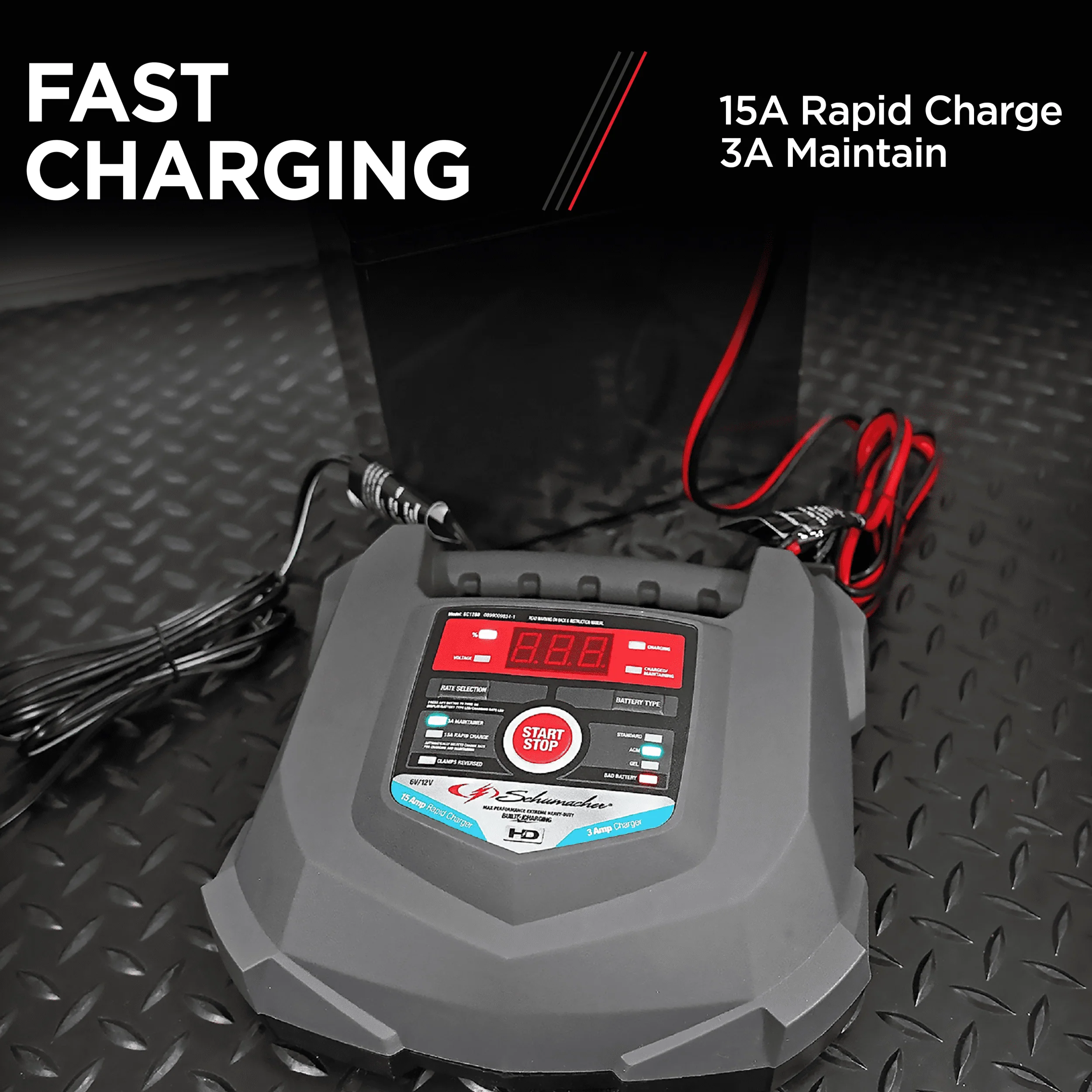 Schumacher SC1280 15A 6V/12V Fully Automatic Battery Charger/Maintainer – Auto & Marine - New in Box
