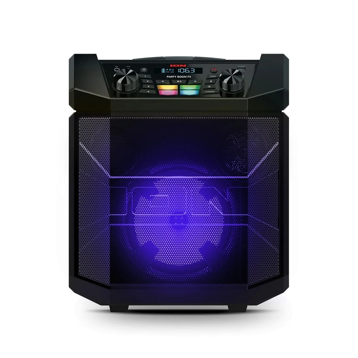 ION Audio Party Boom FX Portable Bluetooth Speaker with LED Lighting, Black, iPA101A