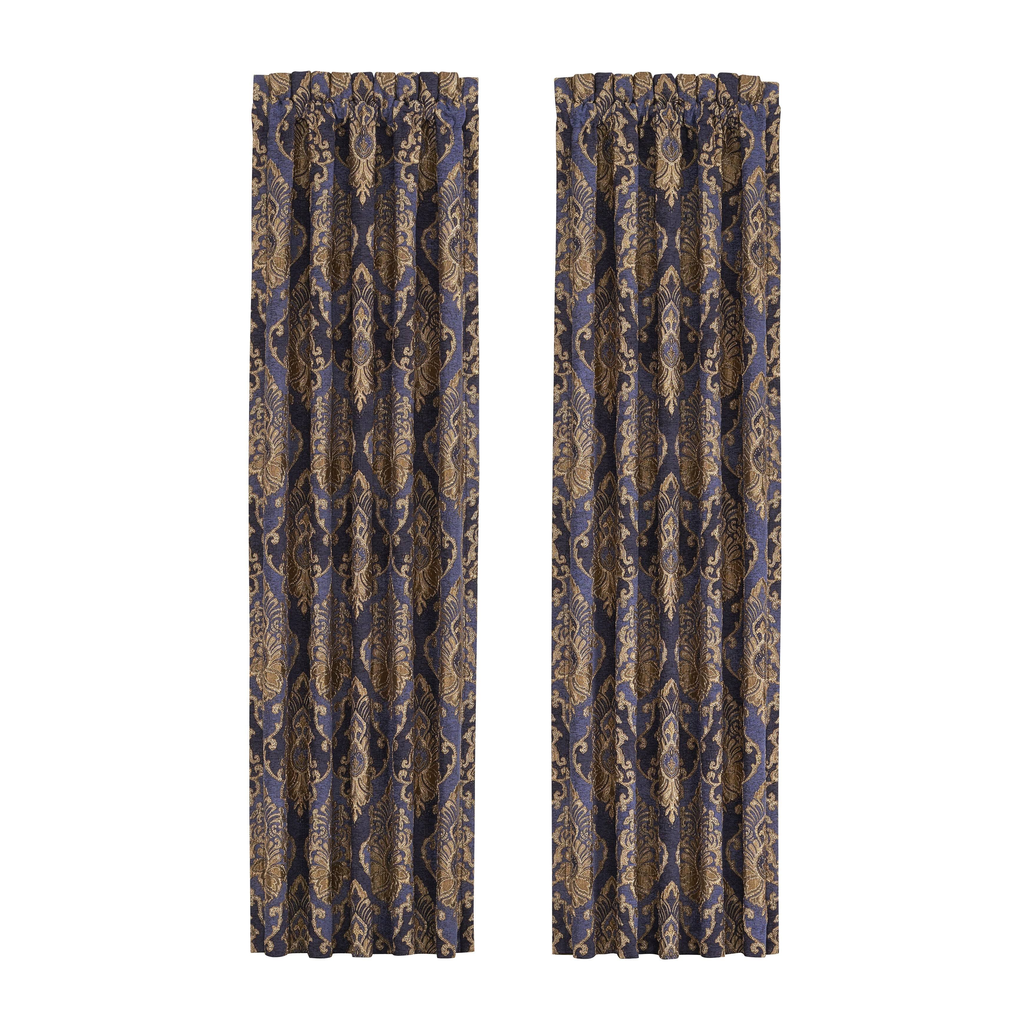 Five Queens Court Woodstock 84x22 Window Panel Pair Indigo
