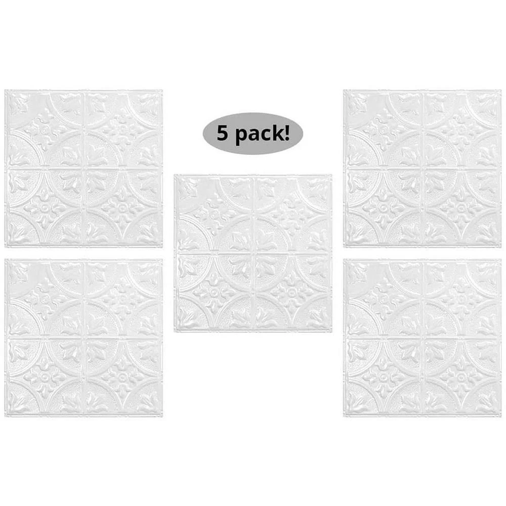 American Tin Ceilings Pattern #2 in Bright White Satin 2 ft. x 2 ft. Nail Up Tin Ceiling Tile (20 Sq. ft./Case)