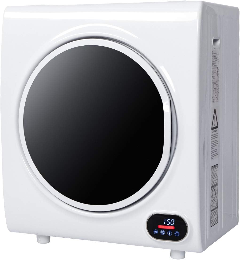 Winado Compact Laundry Dryer 9lbs Capacity, 2.6 cu.ft Portable Clothes Dryer, Front Load Dryer w/LED Control Screen, Stainless Steel Drum for Apartment Home Dorm 110V 1400W