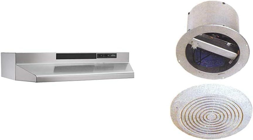 Broan-NuTone F403023 Exhaust Fan for Under Cabinet Two-Speed Four-Way Convertible Range Hood Insert with Light, 30-Inch, Black
