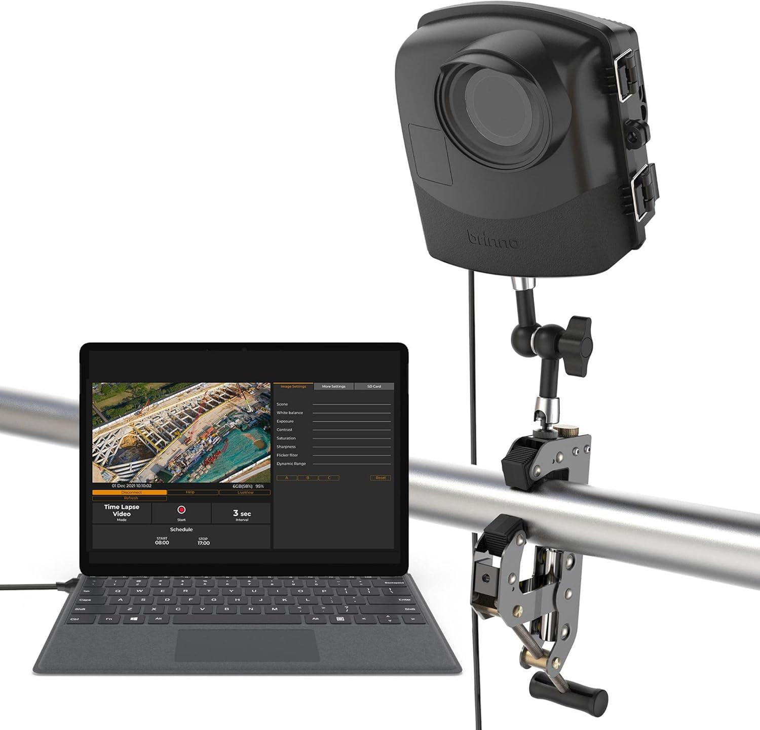 Brinno BCC2000 | Construction & Outdoor Security Time Lapse Camera Trio Bundle Pack | Includes: TLC2000 Camera, Industrial Clamp, & Weather-Resistant Case | 1-Year Battery Life | 1080P