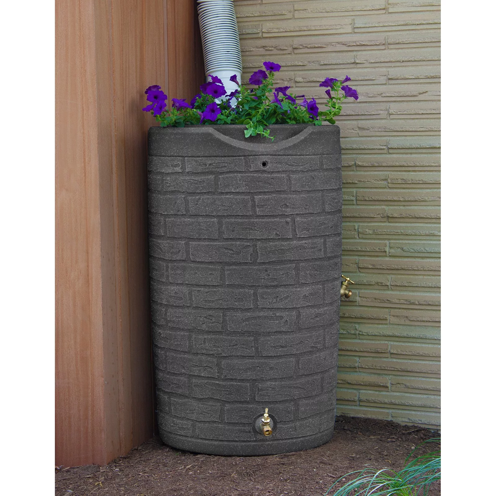 Good Ideas IMP-D50-DAR Impressions Downton Rain Saver Rain Barrel, 50 Gallon, Dark Granite