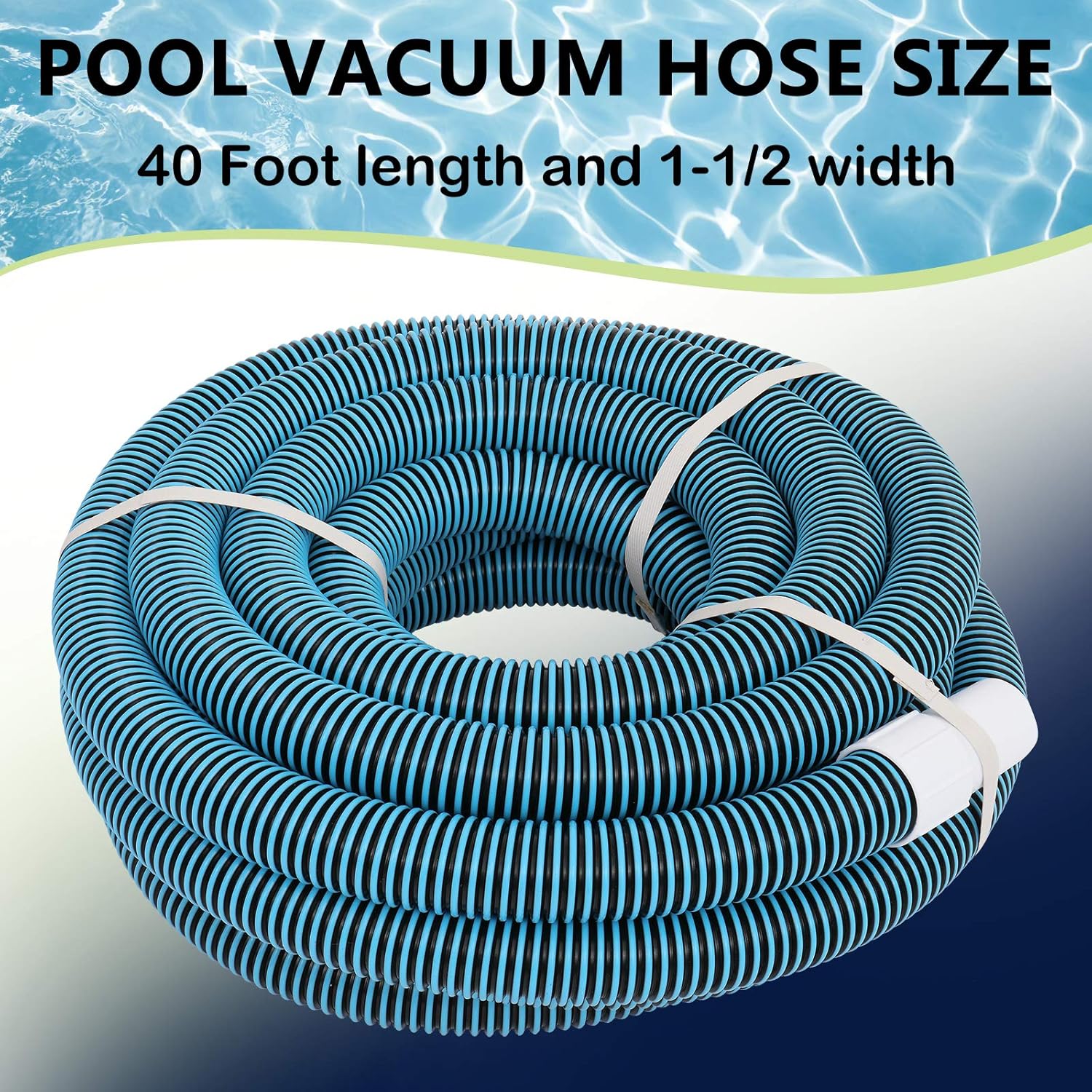 VINGLI 1-1/2-Inch x 40-Feet Swimming Pool Vacuum Hose for In-Ground Pool Foot Professional Heavy Duty Pool Hose, Blue Pack of 2